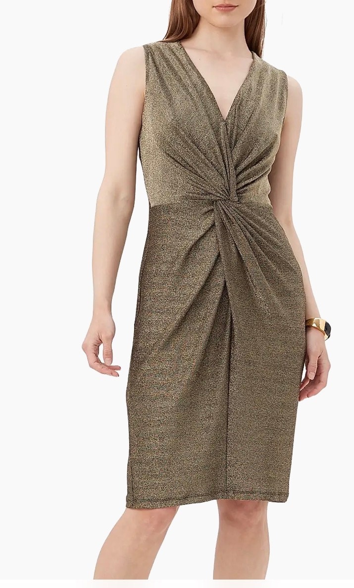 Trina Turk Sayo Metallic Twist Front Sleeveless Dress S